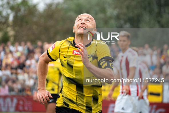 Michal Pazdan plays in a game between Wieczysta Krakow and Pogon Grodzisk Mazowiecki in Krakow, Poland, on September 1, 2024. Polish footbal...