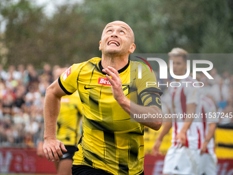 Michal Pazdan plays in a game between Wieczysta Krakow and Pogon Grodzisk Mazowiecki in Krakow, Poland, on September 1, 2024. Polish footbal...