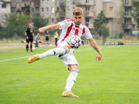 Kacper Sommerfeld plays in a game between Wieczysta Krakow and Pogon Grodzisk Mazowiecki in Krakow, Poland, on September 1, 2024. Polish foo...