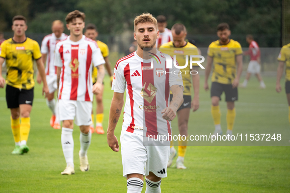 Kacper Sommerfeld plays in a game between Wieczysta Krakow and Pogon Grodzisk Mazowiecki in Krakow, Poland, on September 1, 2024. Polish foo...