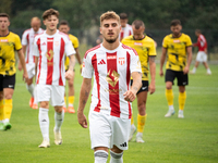 Kacper Sommerfeld plays in a game between Wieczysta Krakow and Pogon Grodzisk Mazowiecki in Krakow, Poland, on September 1, 2024. Polish foo...