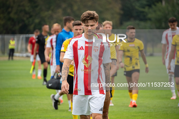 Nikodem Niski plays in a game between Wieczysta Krakow and Pogon Grodzisk Mazowiecki in Krakow, Poland, on September 1, 2024. Polish footbal...