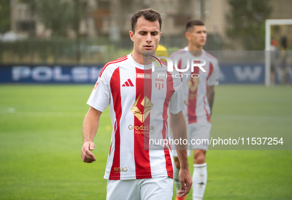 Matheus Dias plays in a game between Wieczysta Krakow and Pogon Grodzisk Mazowiecki in Krakow, Poland, on September 1, 2024. Polish football...