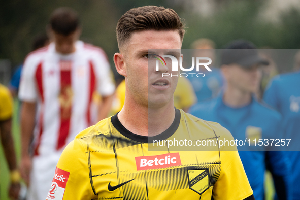 Daniel Sandoval plays in a game between Wieczysta Krakow and Pogon Grodzisk Mazowiecki in Krakow, Poland, on September 1, 2024. Polish footb...