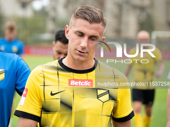 Daniel Mikolajewski plays in a game between Wieczysta Krakow and Pogon Grodzisk Mazowiecki in Krakow, Poland, on September 1, 2024. Polish f...