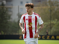 Nikodem Niski plays in a game between Wieczysta Krakow and Pogon Grodzisk Mazowiecki in Krakow, Poland, on September 1, 2024. Polish footbal...