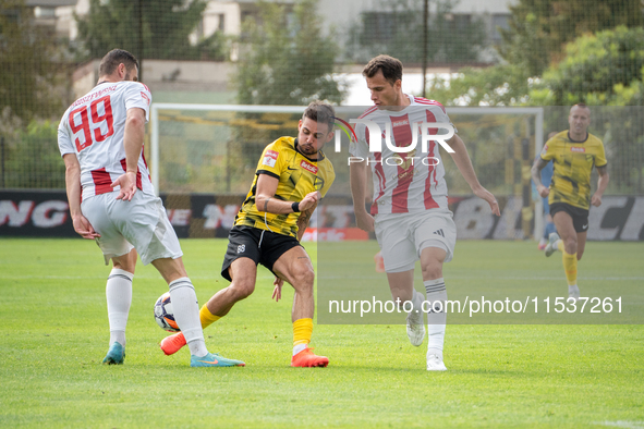 Goku Roman plays in a game between Wieczysta Krakow and Pogon Grodzisk Mazowiecki in Krakow, Poland, on September 1, 2024. Polish football s...