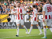 Kacper Los plays in a game between Wieczysta Krakow and Pogon Grodzisk Mazowiecki in Krakow, Poland, on September 1, 2024. Polish football s...