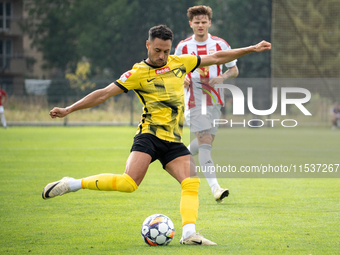 Manuel Torres plays in a game between Wieczysta Krakow and Pogon Grodzisk Mazowiecki in Krakow, Poland, on September 1, 2024. Polish footbal...