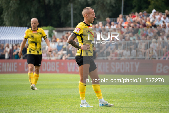 Jacek Goralski plays in a game between Wieczysta Krakow and Pogon Grodzisk Mazowiecki in Krakow, Poland, on September 1, 2024. Polish footba...