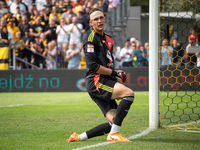 Goalkeeper Dmytro Sydorenko plays in a game between Wieczysta Krakow and Pogon Grodzisk Mazowiecki in Krakow, Poland, on September 1, 2024....