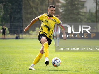 Manuel Torres plays in a game between Wieczysta Krakow and Pogon Grodzisk Mazowiecki in Krakow, Poland, on September 1, 2024. Polish footbal...