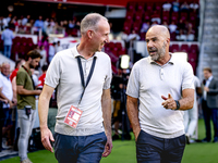 Ard Bierens and PSV trainer Peter Bosz during the match between PSV and Go Ahead Eagles at the Philips Stadium for the Dutch Eredivisie 4th...