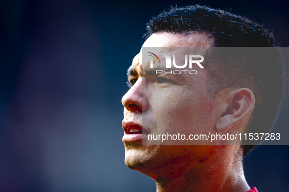 PSV player Hirving Lozano plays during the match PSV vs. Go Ahead Eagles at the Philips Stadium for the Dutch Eredivisie 4th round season 20...