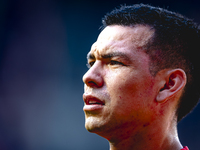 PSV player Hirving Lozano plays during the match PSV vs. Go Ahead Eagles at the Philips Stadium for the Dutch Eredivisie 4th round season 20...