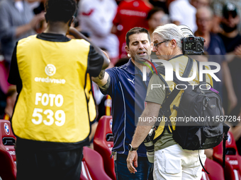 Photographer Peter van Gogh discusses with the security of PSV during the match PSV vs. Go Ahead Eagles at the Philips Stadium for the Dutch...