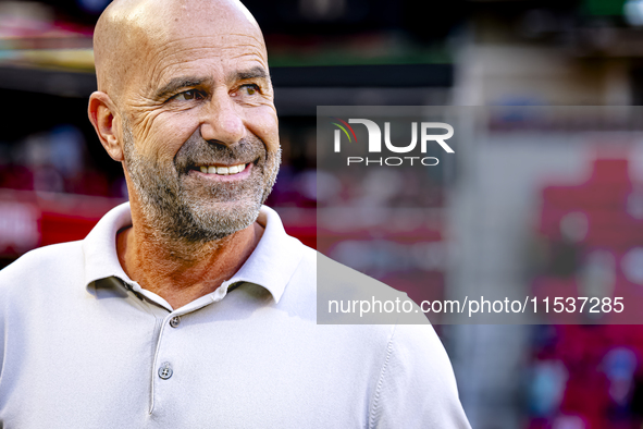 PSV trainer Peter Bosz during the match between PSV and Go Ahead Eagles at the Philips Stadium for the Dutch Eredivisie 4th round season 202...