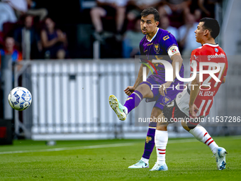 Go Ahead Eagles player Mats Deijl during the match PSV vs. Go Ahead Eagles at the Philips Stadium for the Dutch Eredivisie 4th round season...