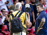 Photographer Peter van Gogh discusses with the security of PSV during the match PSV vs. Go Ahead Eagles at the Philips Stadium for the Dutch...