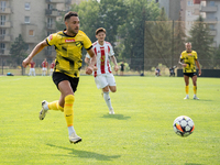 Manuel Torres plays in a game between Wieczysta Krakow and Pogon Grodzisk Mazowiecki in Krakow, Poland, on September 1, 2024. Polish footbal...