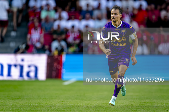 Go Ahead Eagles player Mats Deijl during the match PSV vs. Go Ahead Eagles at the Philips Stadium for the Dutch Eredivisie 4th round season...