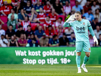 Go Ahead Eagles goalkeeper Luca Plogmann plays during the match PSV vs. Go Ahead Eagles at the Philips Stadium for the Dutch Eredivisie 4th...