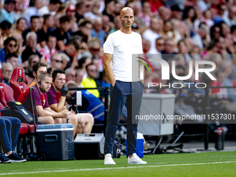 Go Ahead Eagles trainer Paul Simonis during the match PSV vs. Go Ahead Eagles at the Philips Stadium for the Dutch Eredivisie 4th round seas...