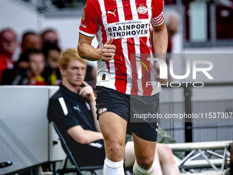 PSV player Luuk de Jong gets injured during the match PSV vs. Go Ahead Eagles at the Philips Stadium for the Dutch Eredivisie 4th round seas...