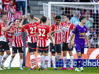 During the match between PSV and Go Ahead Eagles at the Philips Stadium for the Dutch Eredivisie 4th round season 2024-2025 in Eindhoven, Ne...