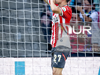 PSV player Hirving Lozano plays during the match PSV vs. Go Ahead Eagles at the Philips Stadium for the Dutch Eredivisie 4th round season 20...