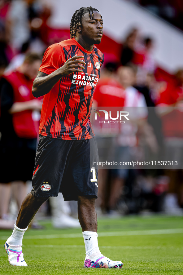 PSV player Johan Bakayoko plays during the match PSV vs. Go Ahead Eagles at the Philips Stadium for the Dutch Eredivisie 4th round season 20...