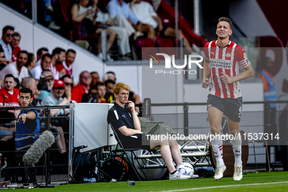 PSV player Luuk de Jong gets injured during the match PSV vs. Go Ahead Eagles at the Philips Stadium for the Dutch Eredivisie 4th round seas...