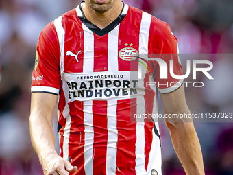 PSV player Luuk de Jong gets injured during the match PSV vs. Go Ahead Eagles at the Philips Stadium for the Dutch Eredivisie 4th round seas...