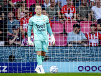 Go Ahead Eagles goalkeeper Luca Plogmann plays during the match PSV vs. Go Ahead Eagles at the Philips Stadium for the Dutch Eredivisie 4th...