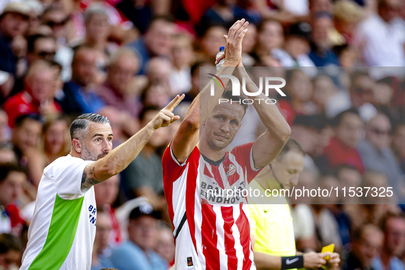 PSV player Luuk de Jong plays during the match PSV vs. Go Ahead Eagles at the Philips Stadium for the Dutch Eredivisie 4th round season 2024...