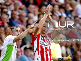 PSV player Luuk de Jong plays during the match PSV vs. Go Ahead Eagles at the Philips Stadium for the Dutch Eredivisie 4th round season 2024...