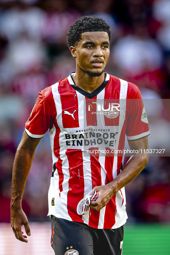 PSV player Malik Tillman plays during the match between PSV and Go Ahead Eagles at the Philips Stadium for the Dutch Eredivisie 4th round se...