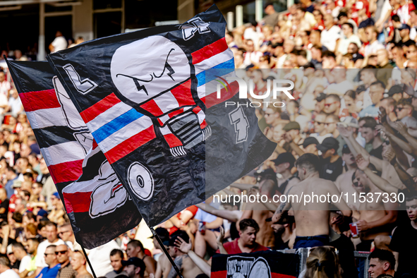 The atmosphere in the stadium during the match between PSV and Go Ahead Eagles at the Philips Stadium for the Dutch Eredivisie 4th round sea...