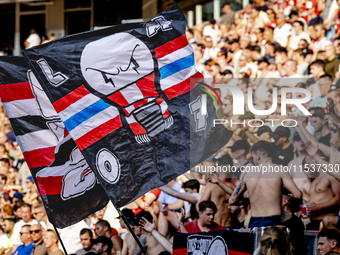 The atmosphere in the stadium during the match between PSV and Go Ahead Eagles at the Philips Stadium for the Dutch Eredivisie 4th round sea...