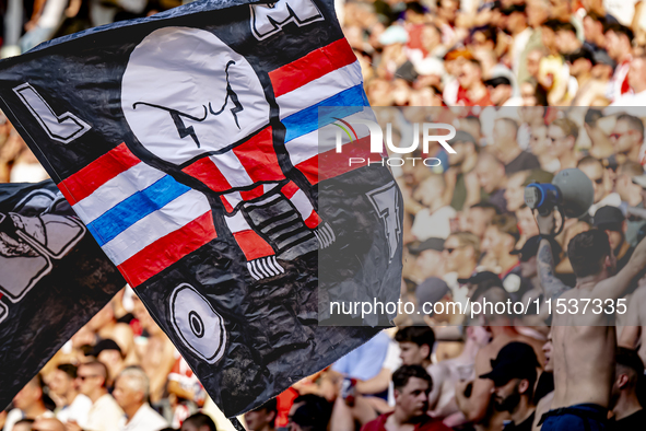 The atmosphere in the stadium during the match between PSV and Go Ahead Eagles at the Philips Stadium for the Dutch Eredivisie 4th round sea...