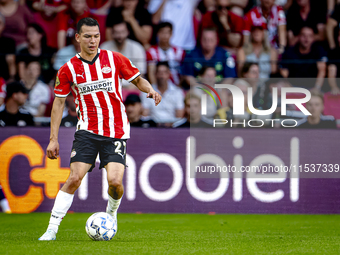 PSV player Hirving Lozano plays during the match PSV vs. Go Ahead Eagles at the Philips Stadium for the Dutch Eredivisie 4th round season 20...