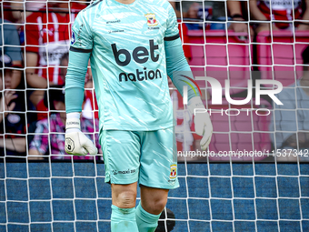 Go Ahead Eagles goalkeeper Luca Plogmann plays during the match PSV vs. Go Ahead Eagles at the Philips Stadium for the Dutch Eredivisie 4th...