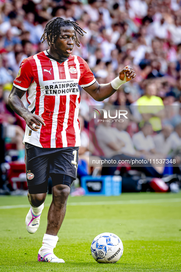 PSV player Johan Bakayoko plays during the match PSV vs. Go Ahead Eagles at the Philips Stadium for the Dutch Eredivisie 4th round season 20...