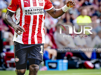 PSV player Johan Bakayoko plays during the match PSV vs. Go Ahead Eagles at the Philips Stadium for the Dutch Eredivisie 4th round season 20...