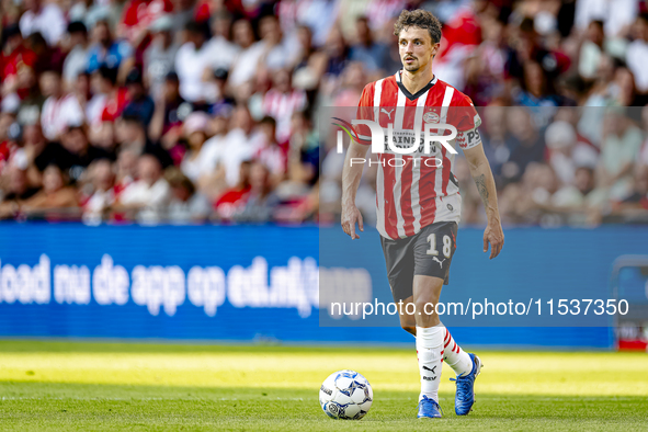 PSV player Olivier Boscagli during the match PSV vs. Go Ahead Eagles at the Philips Stadium for the Dutch Eredivisie 4th round season 2024-2...