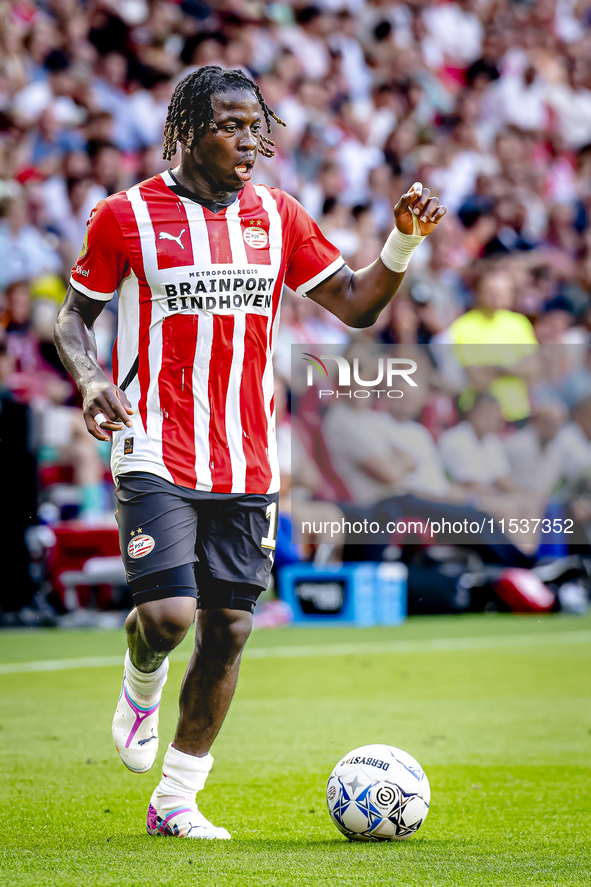 PSV player Johan Bakayoko plays during the match PSV vs. Go Ahead Eagles at the Philips Stadium for the Dutch Eredivisie 4th round season 20...