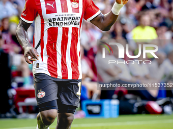 PSV player Johan Bakayoko plays during the match PSV vs. Go Ahead Eagles at the Philips Stadium for the Dutch Eredivisie 4th round season 20...