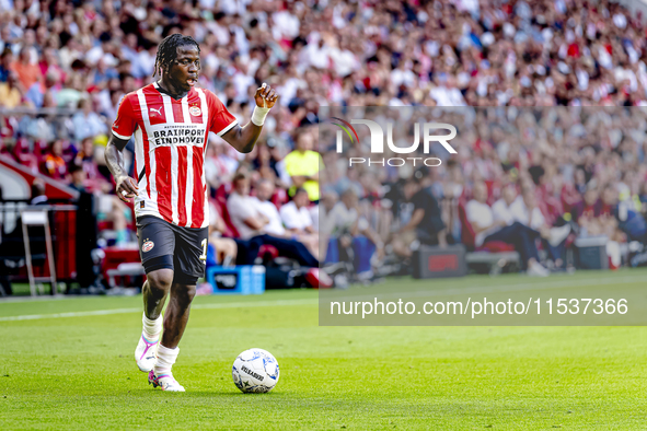 PSV player Johan Bakayoko plays during the match PSV vs. Go Ahead Eagles at the Philips Stadium for the Dutch Eredivisie 4th round season 20...