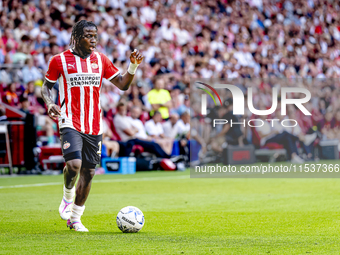 PSV player Johan Bakayoko plays during the match PSV vs. Go Ahead Eagles at the Philips Stadium for the Dutch Eredivisie 4th round season 20...