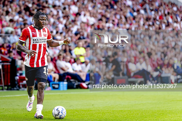 PSV player Johan Bakayoko plays during the match PSV vs. Go Ahead Eagles at the Philips Stadium for the Dutch Eredivisie 4th round season 20...